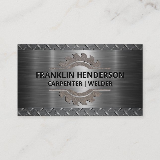 Saw Blade | Diamond Plated Steel | Metallic   Business Card (Front)
