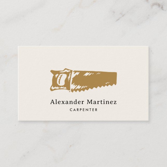 Saw Carpenter Woodworker Lumberjack Handyman Business Card (Front)