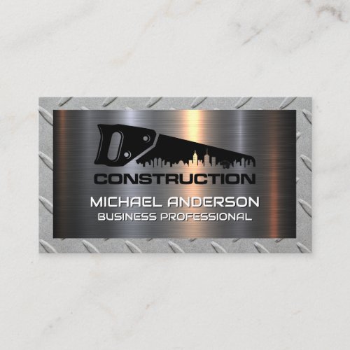 Saw City Logo  Steel Metal Construction Business Card