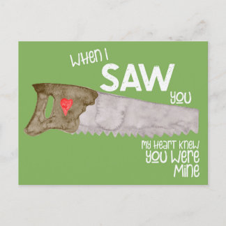 Saw Humor Valentines Day Postcard