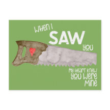 Saw Humor Valentines Day Postcard