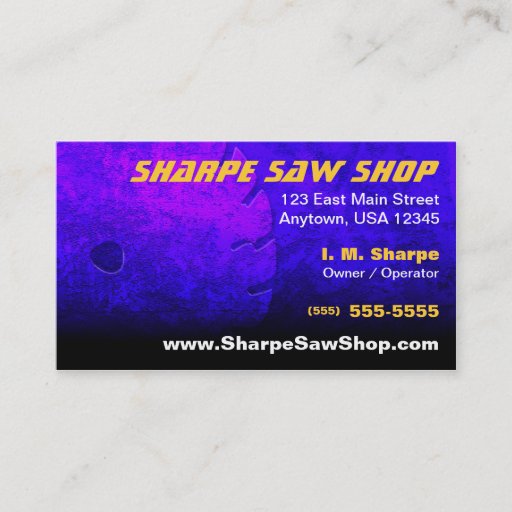 Customizable Saw Shop Business Card