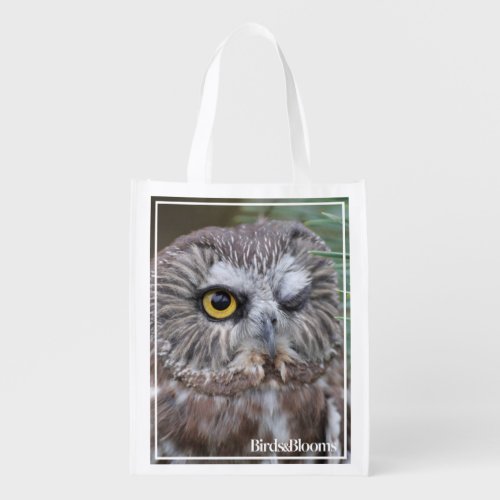 Saw_whet Owl Reusable Grocery Bag