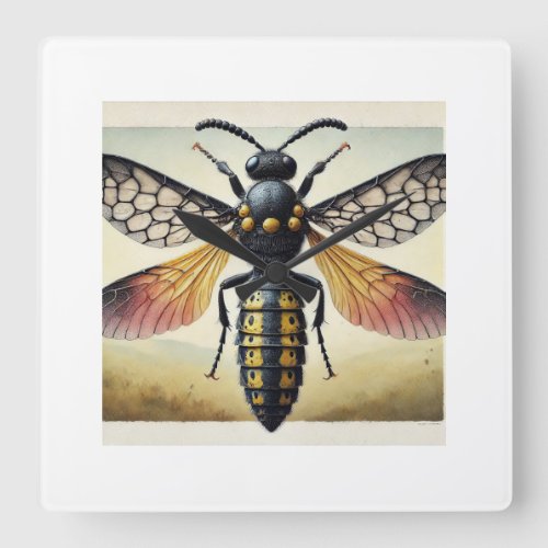 Sawfly 040724IREF125 _ Watercolor Square Wall Clock