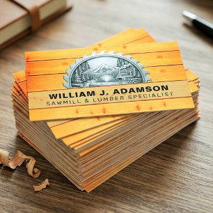 SAWMILL SAW & WOODGRAIN LUMBER MILL   WOOD STUMP BUSINESS CARD