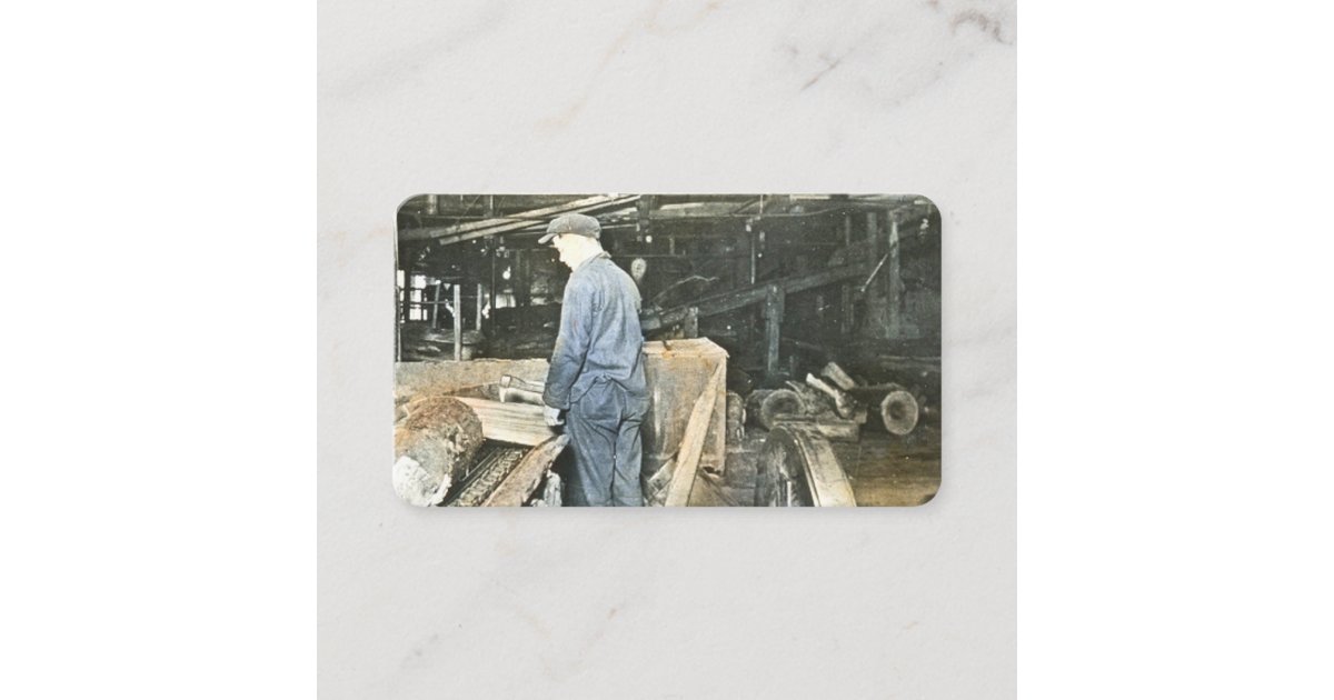 Sawmill Workers Magic Lantern Slide Vintage Business Card Zazzle