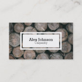 Sawn logs photo carpentry black business card (Front)