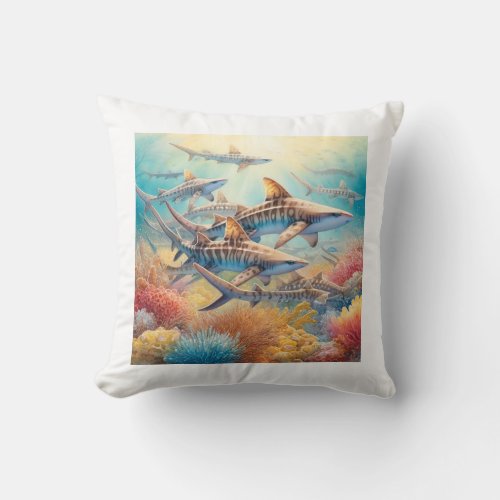 Sawtail Catsharks 030624AREF106 _ Watercolor Throw Pillow