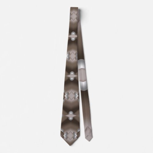 Sawtooth Edged Concentric Earth Tone Abstract Art Neck Tie