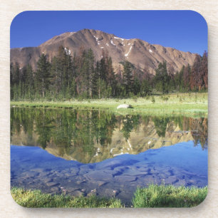 Sawtooth Mountains reflected in Fourth of July Beverage Coaster