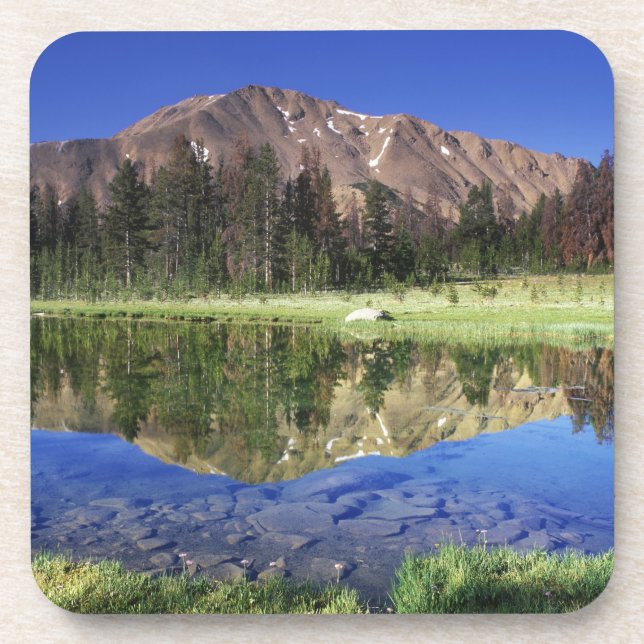 Sawtooth Mountains reflected in Fourth of July Beverage Coaster (Front)
