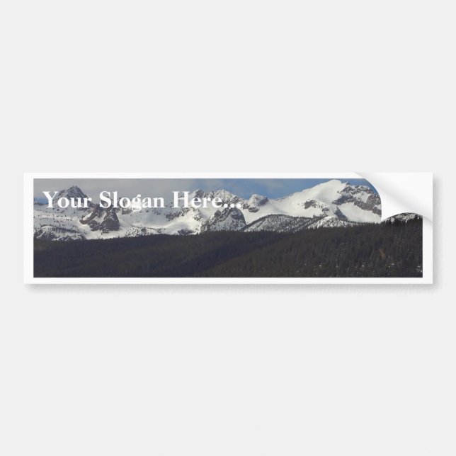 Sawtooth Mountains Snow Peaks Bumper Sticker (Front)