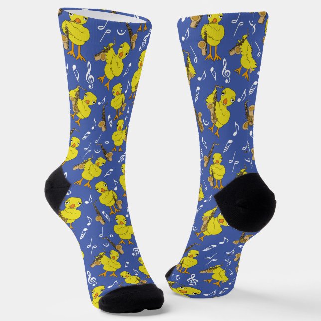 Sax Chick Saxophones Music Notes Socks (Angled)
