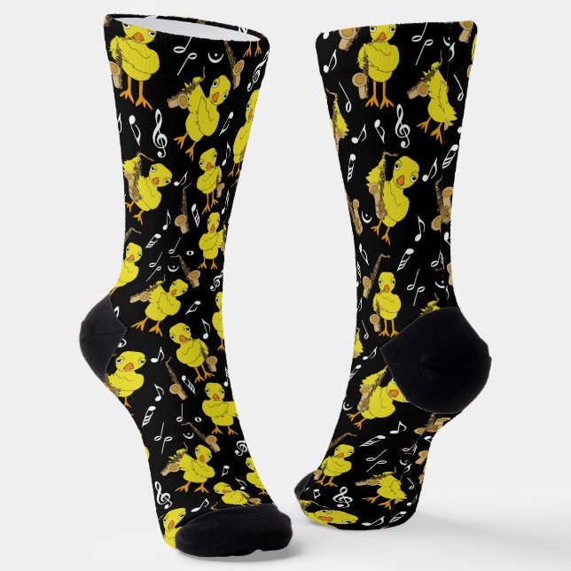 Sax Chick Saxophones Music Notes Socks (Angled)