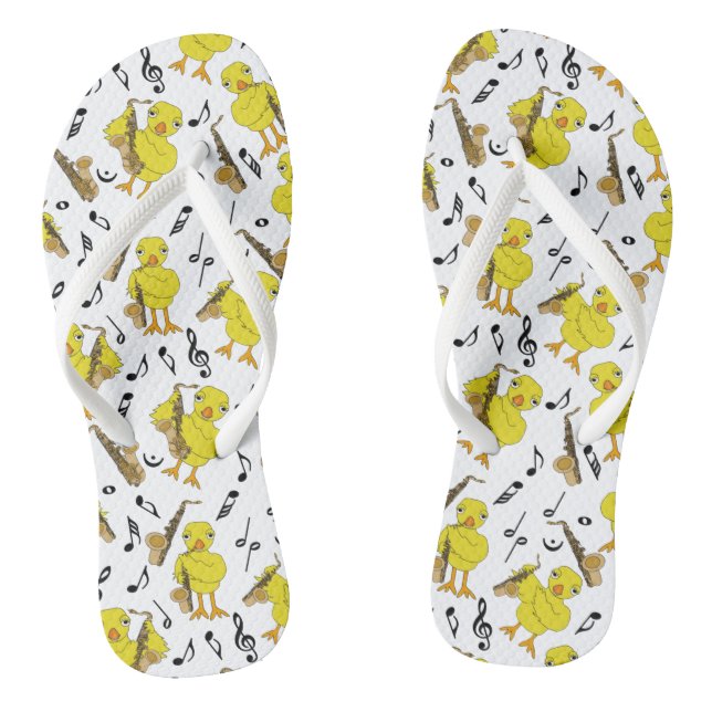 Sax Chick Saxophones Music Notes Socks Flip Flops (Footbed)