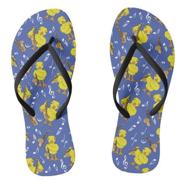 Sax Chick Saxophones Music Notes Socks Flip Flops (Footbed)