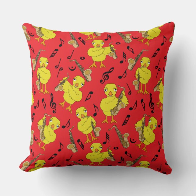 Sax Chick Saxophones Music Notes Throw Pillow (Front)