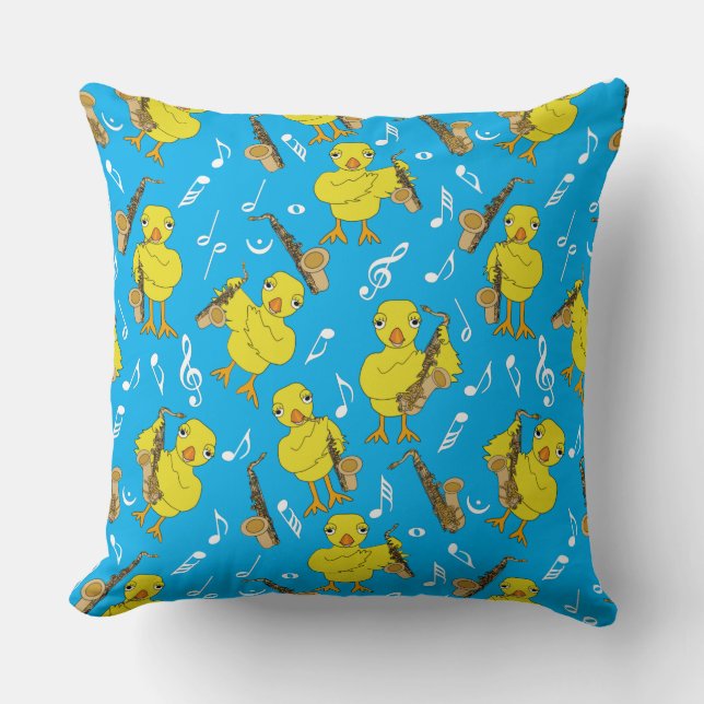 Sax Chick Saxophones Music Notes Throw Pillow (Front)