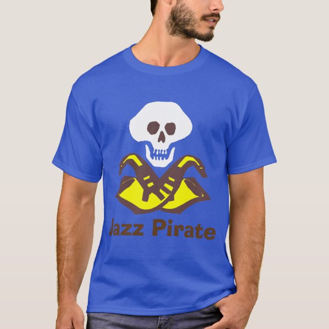 Sax Pirate, Jazz Music T-Shirt (Front)