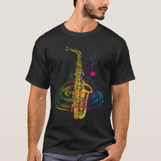 Sax Player Gift Idea Saxophonist Music Notes Saxop T-Shirt