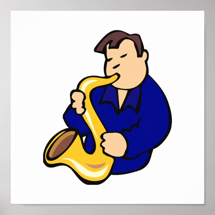 sax player man abstract blue.png print