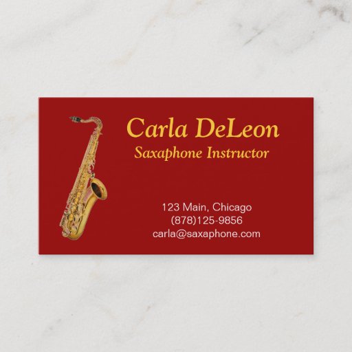Customizable Saxaphone Business Card