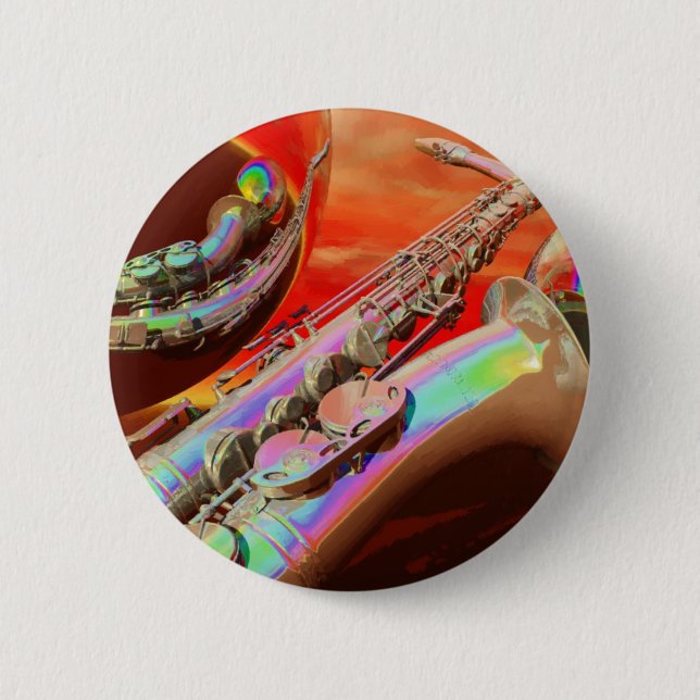 Saxaphone By Lenny Pinback Button (Front)