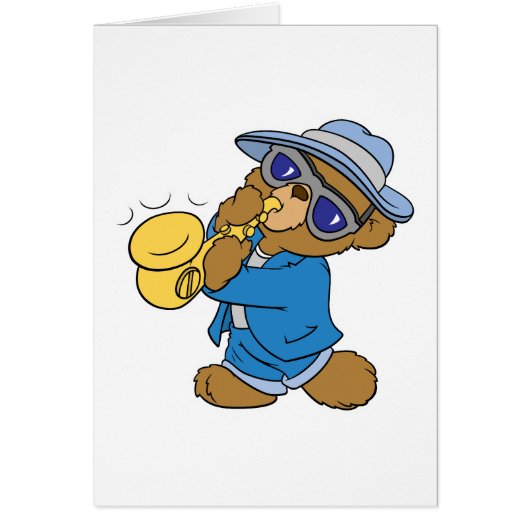 Saxaphone Jazz Blues Bear Cards (Front)