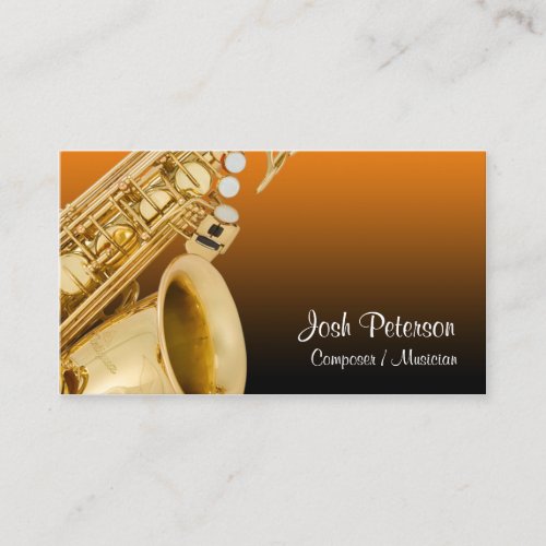 Saxaphone Orange Gradient Business Card