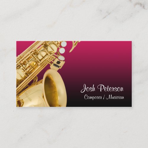 Saxaphone Red Gradient Business Card