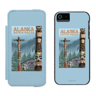 Saxman Totem Village Vintage Travel Poster iPhone SE/5/5s Wallet Case