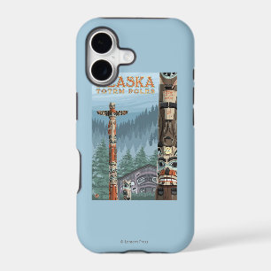 Saxman Totem Village Vintage Travel Poster iPhone 17 Case