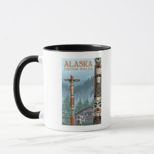 Saxman Totem Village Vintage Travel Poster Mug