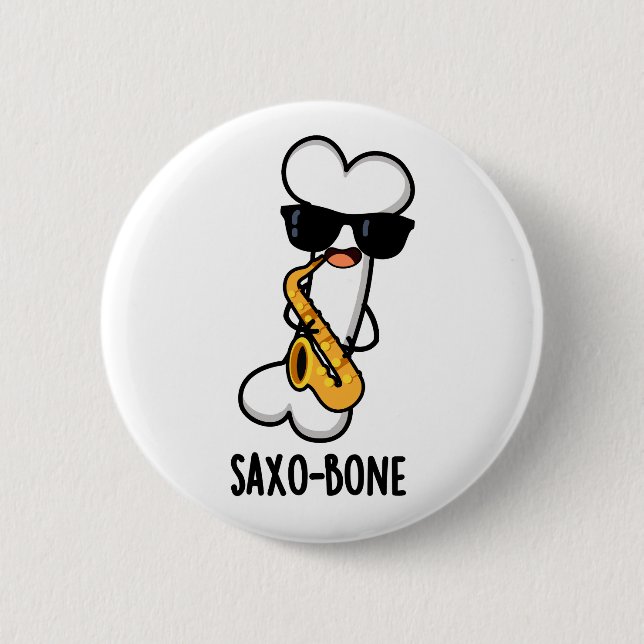 Saxo-bone Funny Bone Funny Music Pun   Button (Front)