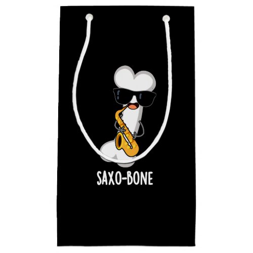 Saxo_bone Funny Bone Funny Music Pun  Dark BG Small Gift Bag