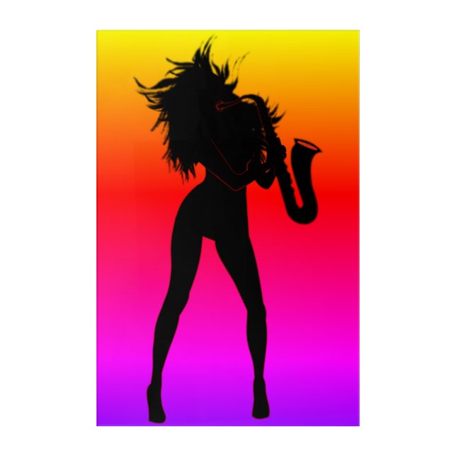 Saxo Girl Acrylic Print Jazz Music (Front)