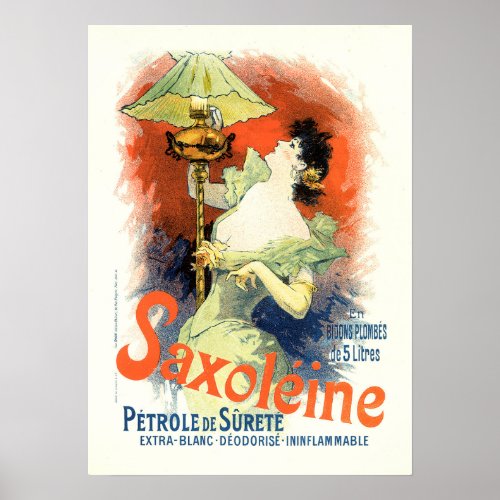 SAXOLEINE Lamp Ad JULES CHERET Vintage Art Nouveau Poster