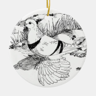 Saxon Crescent Pigeon 1973 Ceramic Ornament