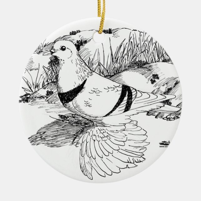 Saxon Crescent Pigeon 1973 Ceramic Ornament (Front)