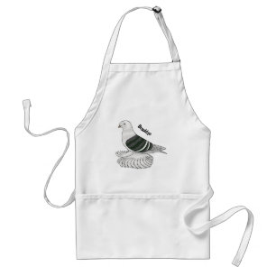 Saxon Shield pigeon bird cartoon illustration Adult Apron