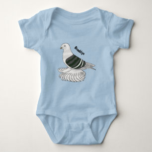 Saxon Shield pigeon bird cartoon illustration Baby Bodysuit