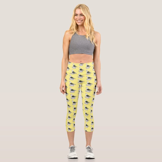 Saxon Shield pigeon bird cartoon illustration  Capri Leggings (Front)
