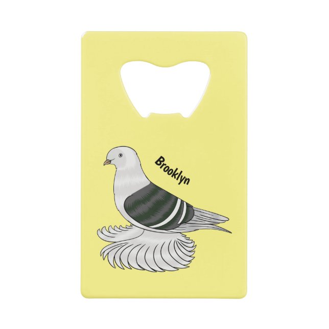 Saxon Shield pigeon bird cartoon illustration  Credit Card Bottle Opener (Front)