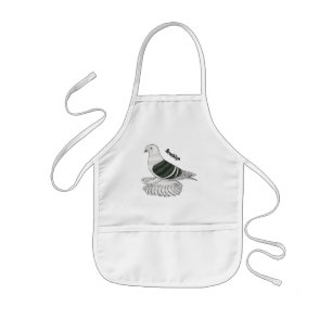 Saxon Shield pigeon bird cartoon illustration Kids' Apron