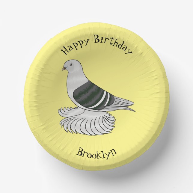 Saxon Shield pigeon bird cartoon illustration Paper Bowls (Front)
