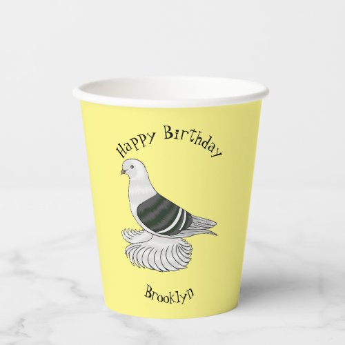 Saxon Shield pigeon bird cartoon illustration  Paper Cups