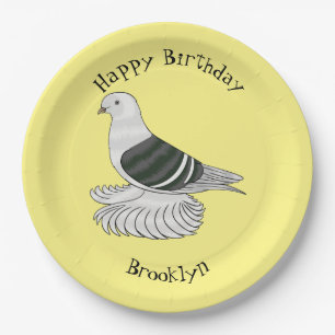 Saxon Shield pigeon bird cartoon illustration Paper Plates