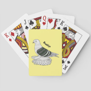 Saxon Shield pigeon bird cartoon illustration Poker Cards
