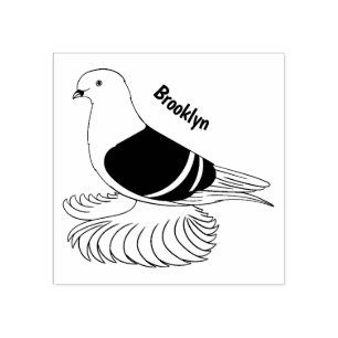Saxon Shield pigeon bird cartoon illustration Rubber Stamp