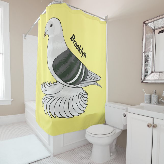Saxon Shield pigeon bird cartoon illustration Shower Curtain (In Situ)
